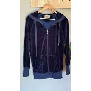Juicy Couture Women's Vintage Velour Hoodie Jacket Blue Size L